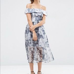 ASOS Navy floral organza midi dress